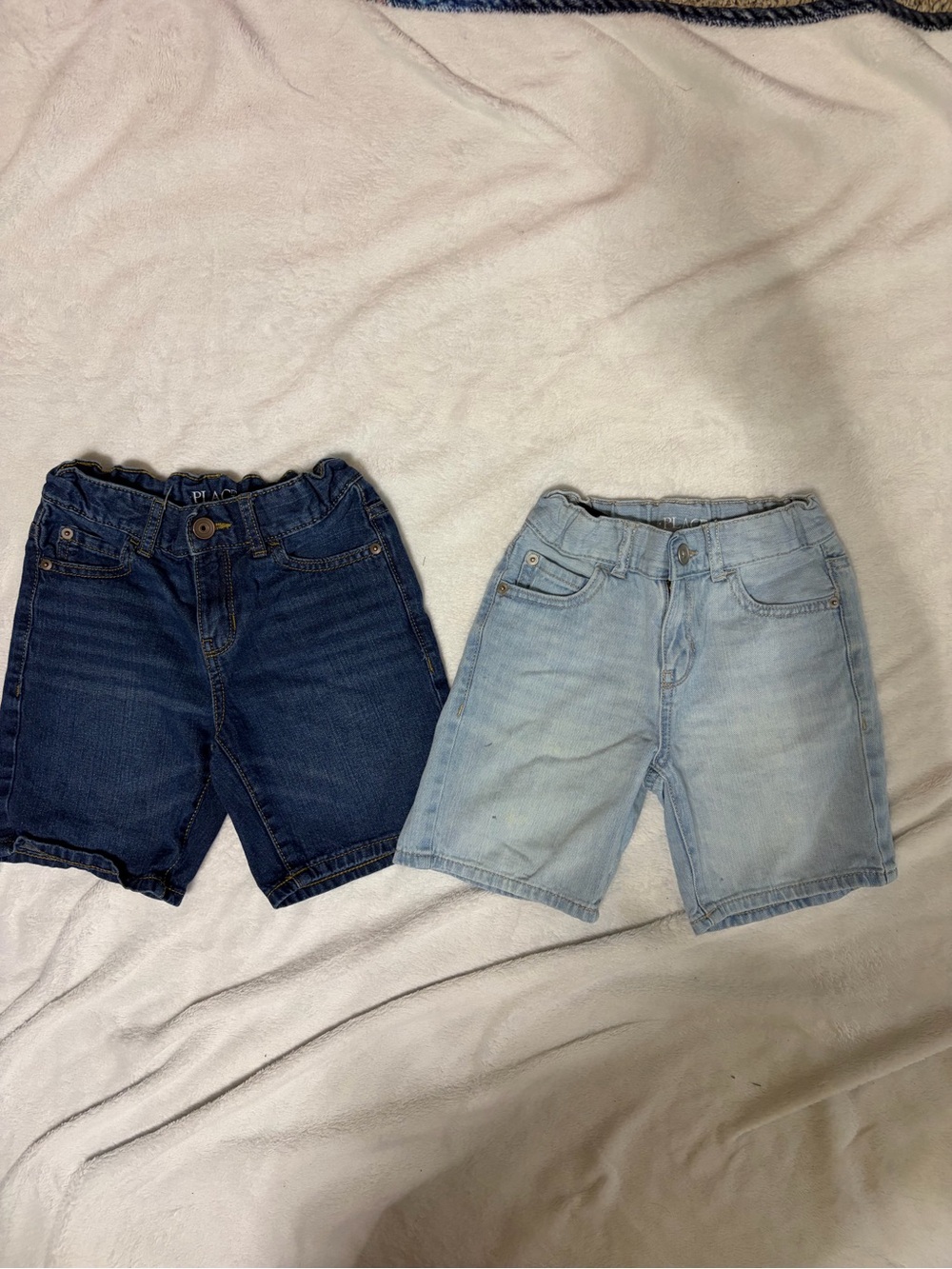 Kids Stretch Denim Shorts - Dark Blue & Light Blue